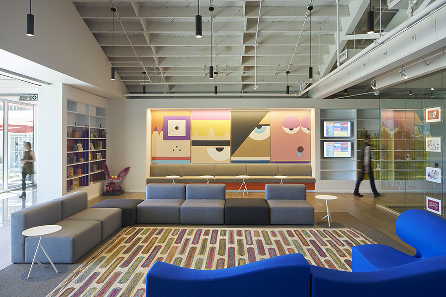 Nickelodeon West Coast Headquarters LED Pendant Cylinders | HLB Lighting &  STUDIOS Architecture