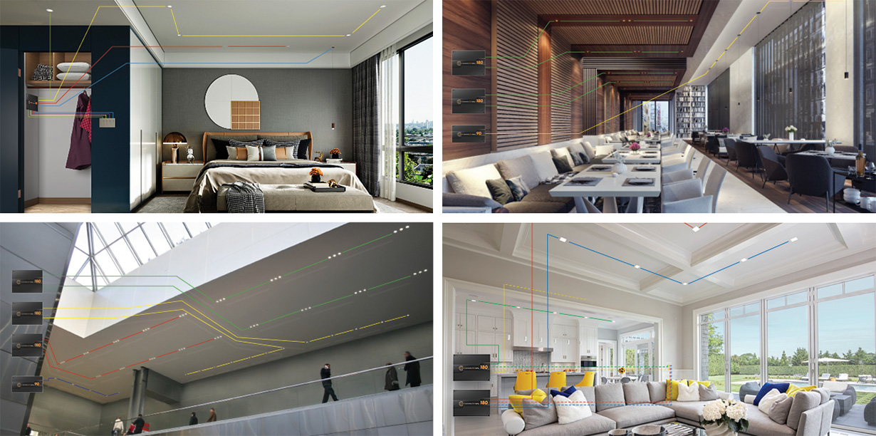 USAI Connect LV+ applications: hotel, restaurant, atrium and residential
